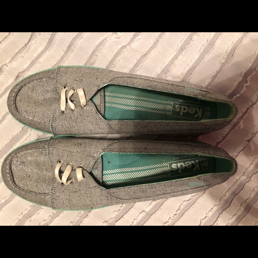 Gray/silver slip on Keds